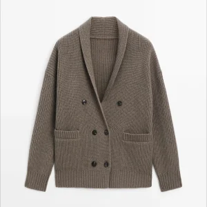 Ethereal Traf Md 2026 YAZHIMEI Herbst Neuer Stil Im Old Money Wind Britischer Weicher Woll-Strickcardigan Mit V-Ausschnitt Und Doppelreiher