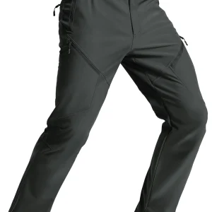 TACVASEN Herren-Wanderhose Für Den Winter, Mit Fleece Gefüttert, Wasserdicht, Softshell, Schnee-Ski-Isolierte Arbeits-Cargohose Mit 6 Reißverschlusstaschen