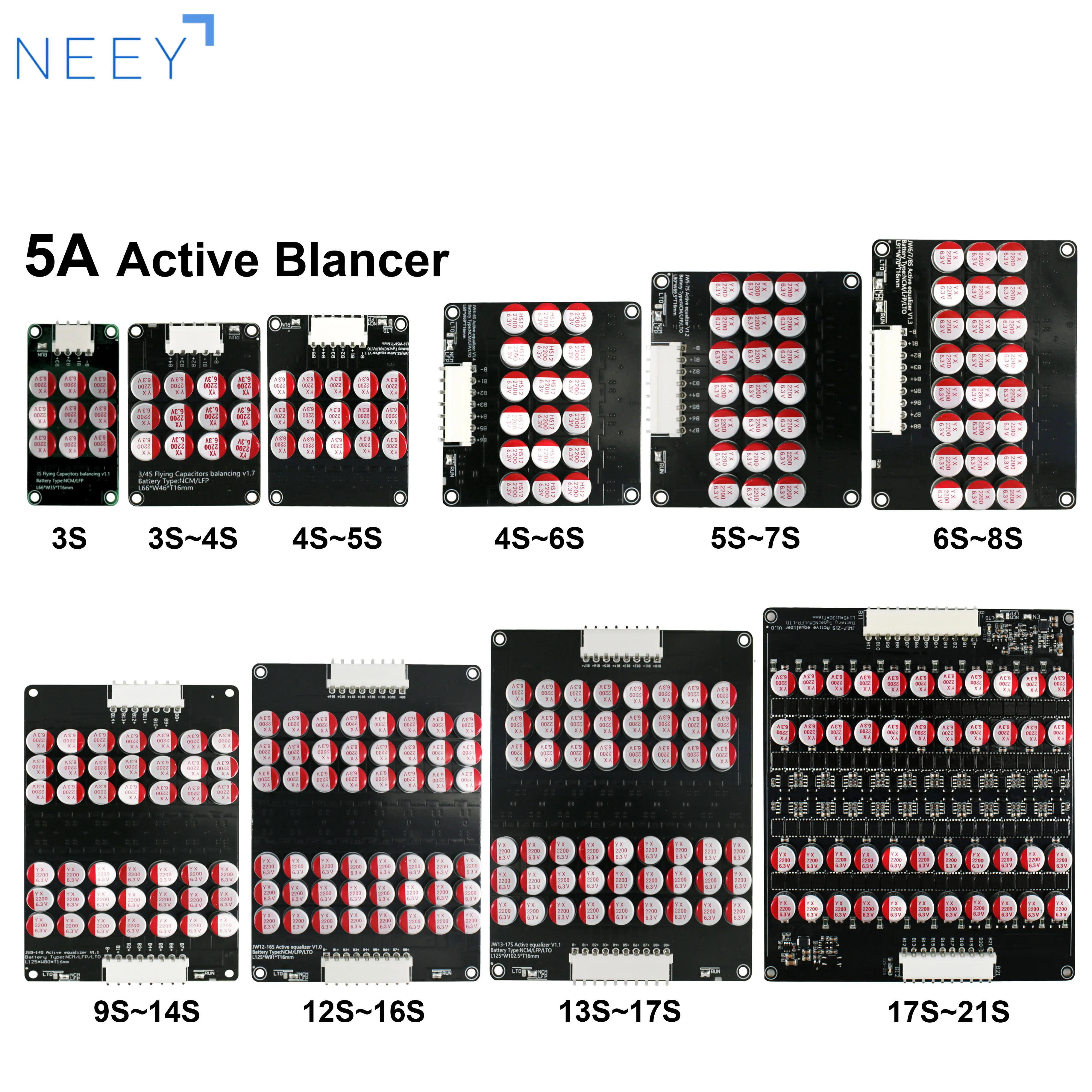 Großhandel Aktiver Equalizer Balancer 5A 3S 4S 5S 6S 7S 8S 14S 16S 17S 18S 19S 20S 21S Lifepo4/Lipo/Lto Batterie-Energiekondensator