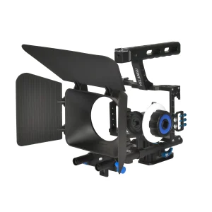 Camera Cage Rig Kit for Sony A7S A7 A7R A72 A7RII A7SII A6000 A6500 A6300 with Dual Cold Shoe Mounts 1/4 Inch Threads