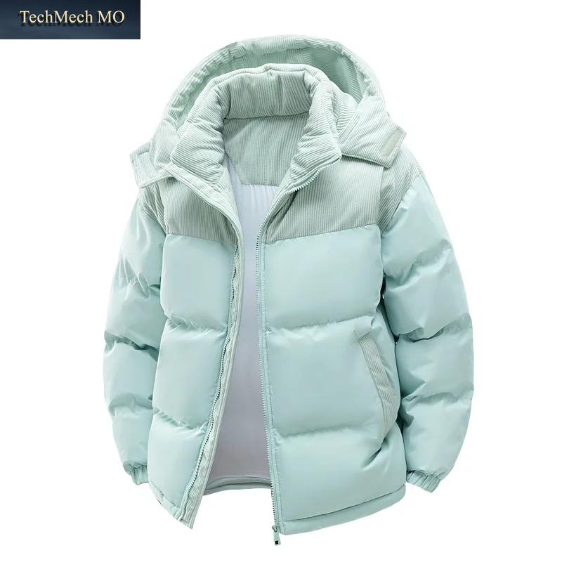 Herren Winterjacke Mit Kapuze Lässige Warme Baumwolljacke Verdickte Fleece-Gefütterte Reißverschluss-Parka Winter Kälteschutz-Mantel 2026