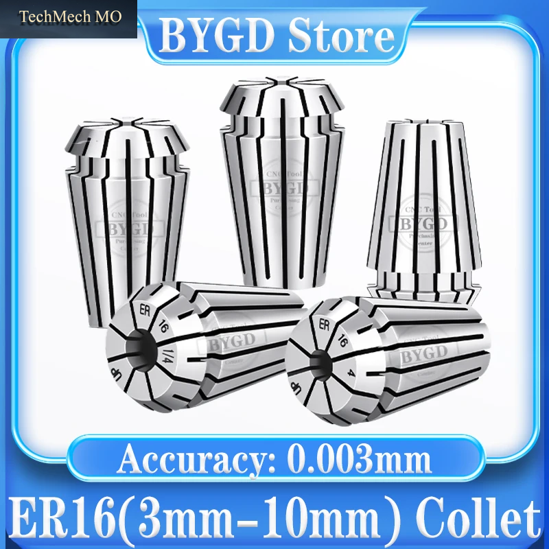 BYGD Hochpräzise ER16 Spannzange, Federstahl 0.003Mm, Verwendet Für BT30 BT40 NT30 NT40 SK40 HSK63A CNC Fräswerkzeughalter, Graviermaschine Spindelmotor, Er11 Er16 Er20 Er25 Er32 Er40 Collet AAA UP