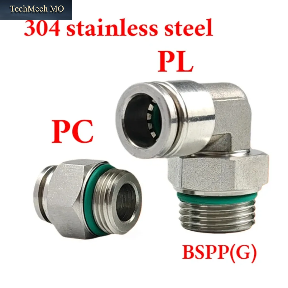 10 Stück M5/6 1/8 1/4 3/8 1/2G BSPP Stecker 4 6 8 10 12 14Mm Rohr 304 Edelstahl Pneumatischer Luftanschluss Push-In-Verbindung Schnellkupplung