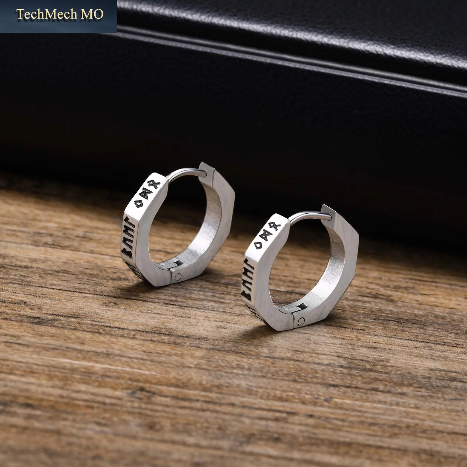 North Viking Creolen Für Männer Edelstahl Achteck Runen Runde Ohrringe Talisman Stilvolle Schmuck Wikinger Geschenke Für Männer