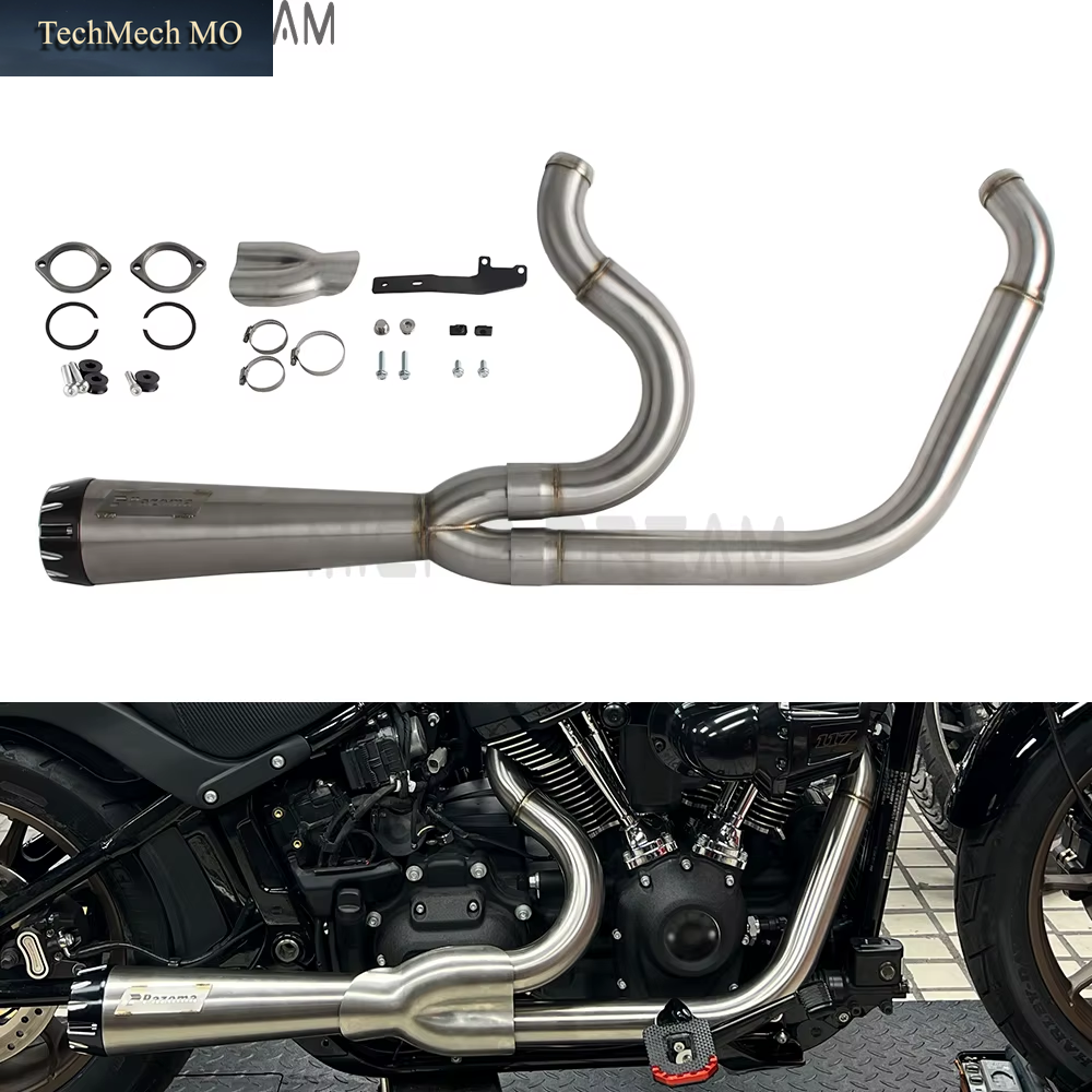 2-Into-1 Full Complete Exhaust System for Harley Softail Low Rider ST FXLRST FXLR FXLRS FXST 2018 2019 2020 2021 2022 2023 2024