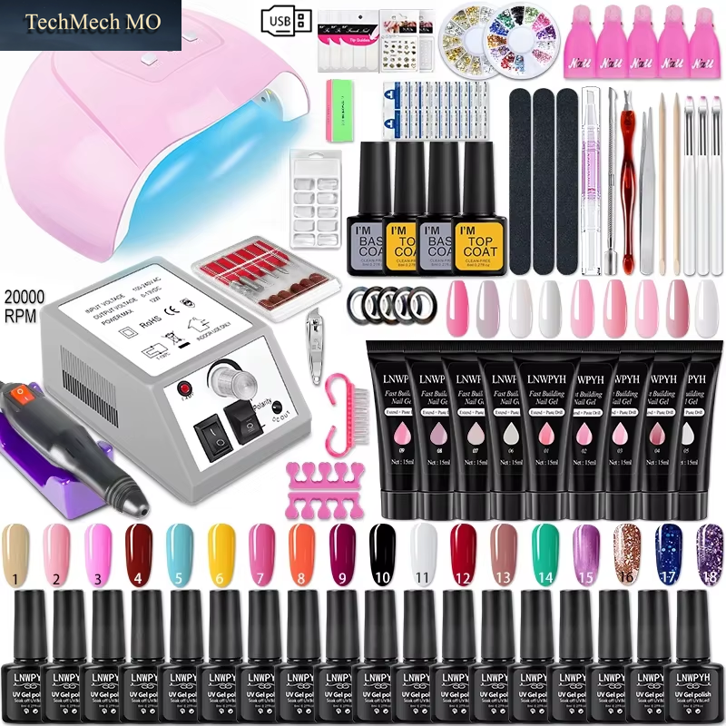 Nagel Gel Kit Mit LED Nagel Licht Trockner Nagel Bohrer Maschine Poly Nagel Verlängerung Gel Lack Kit Soak off Polnisch Maniküre Werkzeuge Kit