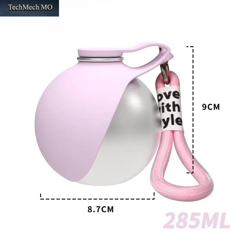 Hunde-Wasserflasche Aus Edelstahl 285Ml Tragbarer Hunde-Trinker Auslaufsicherer Futterautomat Hundeflasche 2-In-1 Silikonschüssel Reise-Haustierzubehör