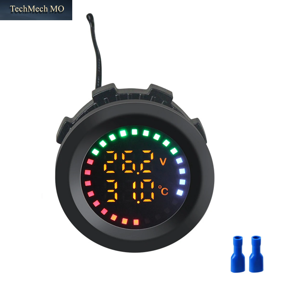 12-24V Auto Runde Farbbildschirm Temperatur Voltmeter Auto Spannung Test Dual Display Digitale Messung Für Auto Motorrad RV