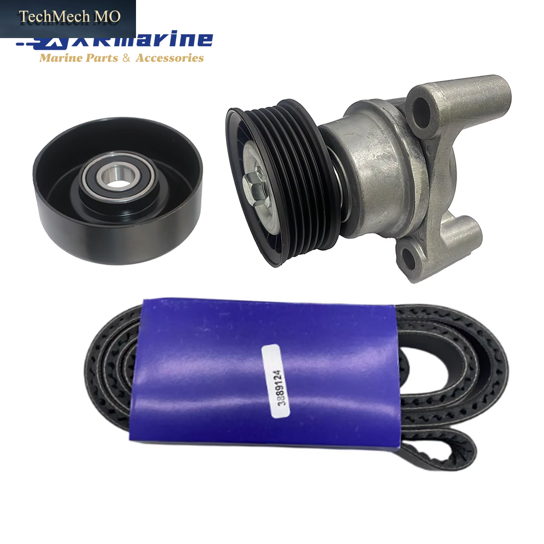 3817287 Serpentine Alternator Drive Belt Repair Kit Fits for Volvo Penta 4.3L 5.0L 5.7L Series Engines Replaces 3861009 3885250