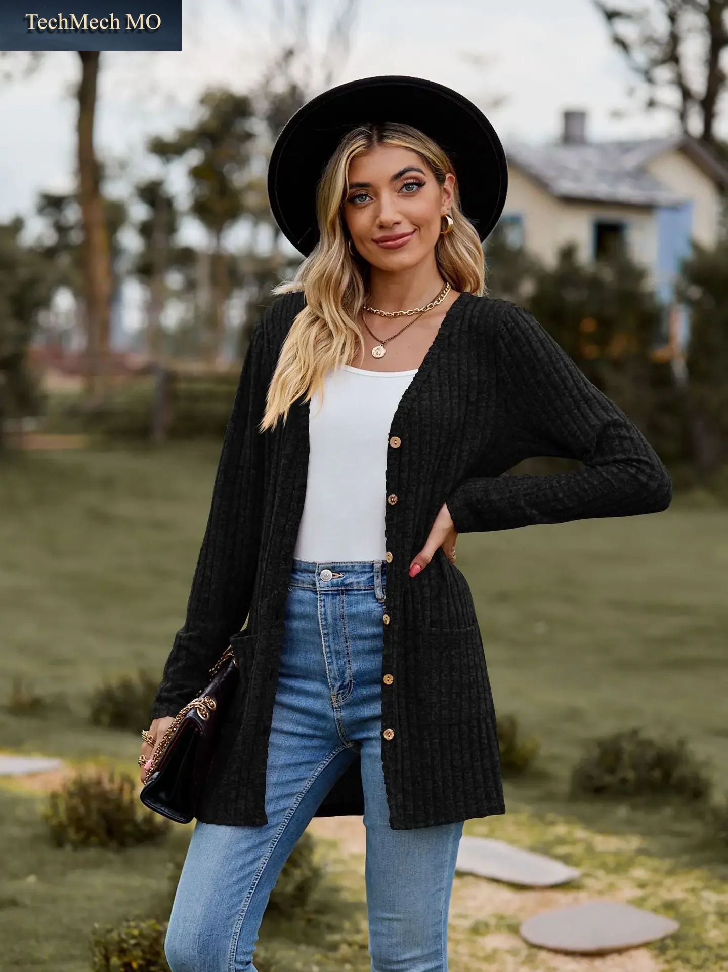 Herbst Neue Frauen Gefräste Pit Streifen V-Ausschnitt Einfarbig Taste Langarm Damen Casual Extensions Strickjacke Jacke Mantel