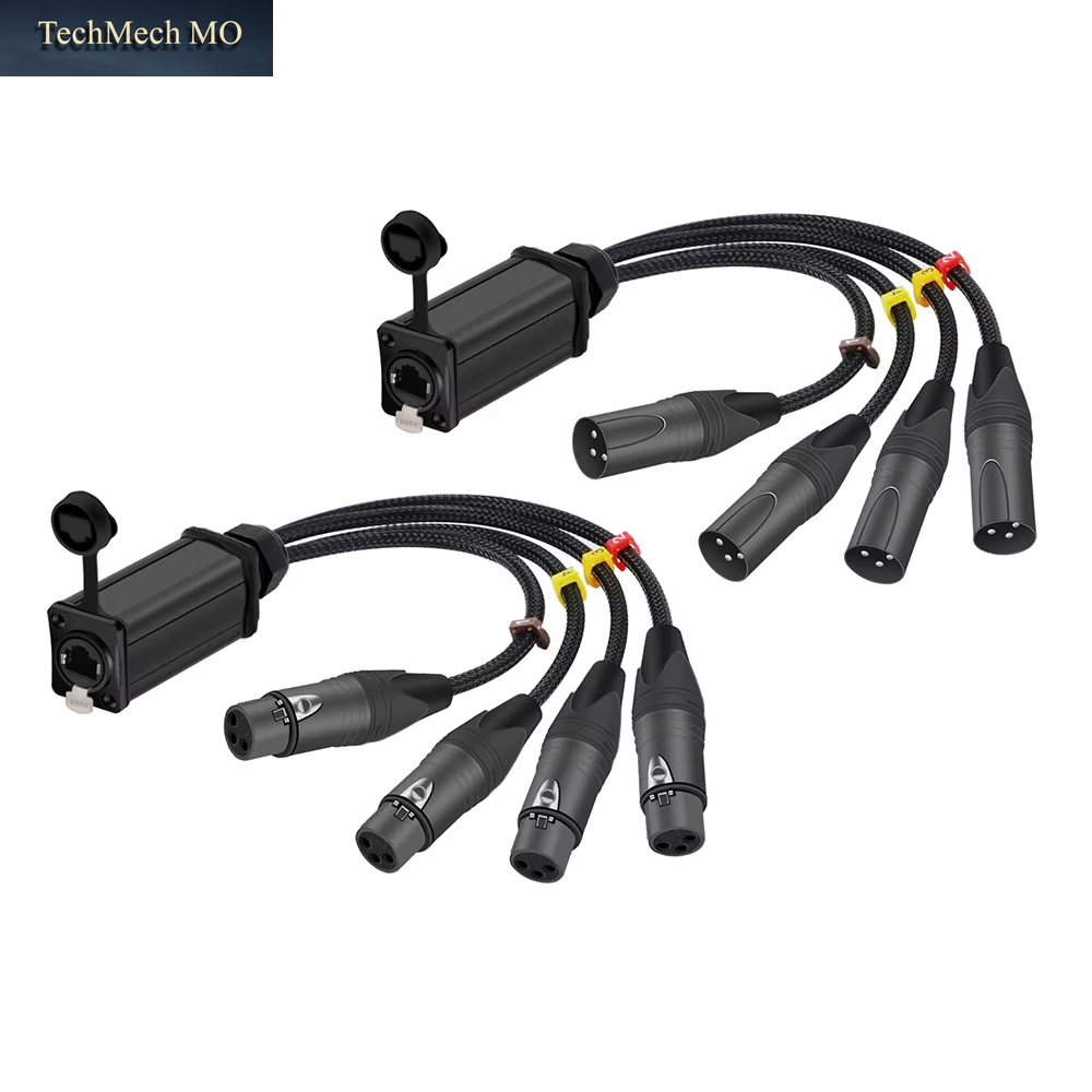 1Pai STP J45 Cat5/6 to 4 Channel XL 3Pin Multi Netwok Extende fo Live Stage Audio,Sound,Lighting,Audio ecoding Studio