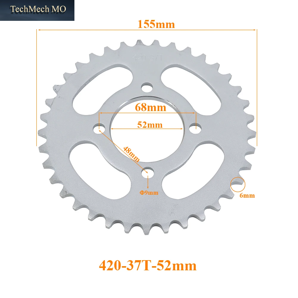420 Ketten 37T/41T/42T/48T/50T/60T Zähne Motorrad Kettenräder Hinten Hinten Kettenrad Zahnrad Für 110Cc 125Cc 140Cc Dirt Pit Bike