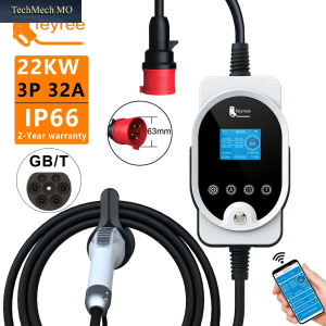 Feyree 22KW 32A 3Phase GB/T Tragbares Ev-Ladegerät Schnellladegerät Ladestation Intelligente Wi-Fi-App-Steuerung Für Elektroauto-Ladegerät