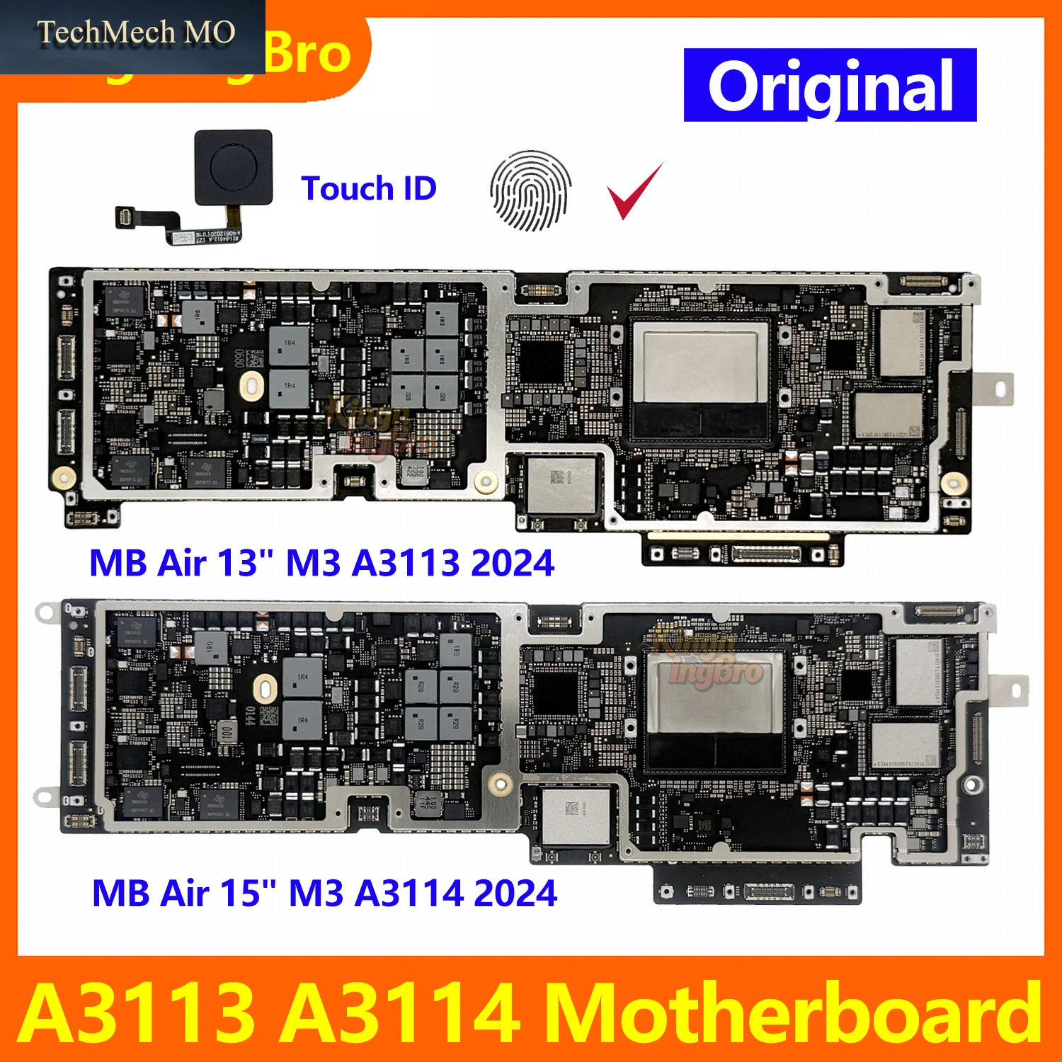 Laptop A3113 A3114 Motherboard Logic Board Mit Touch ID Für Macbook Air 13' 15' 2024 M3 8GB 16GB 256GB 512GB 1TB
