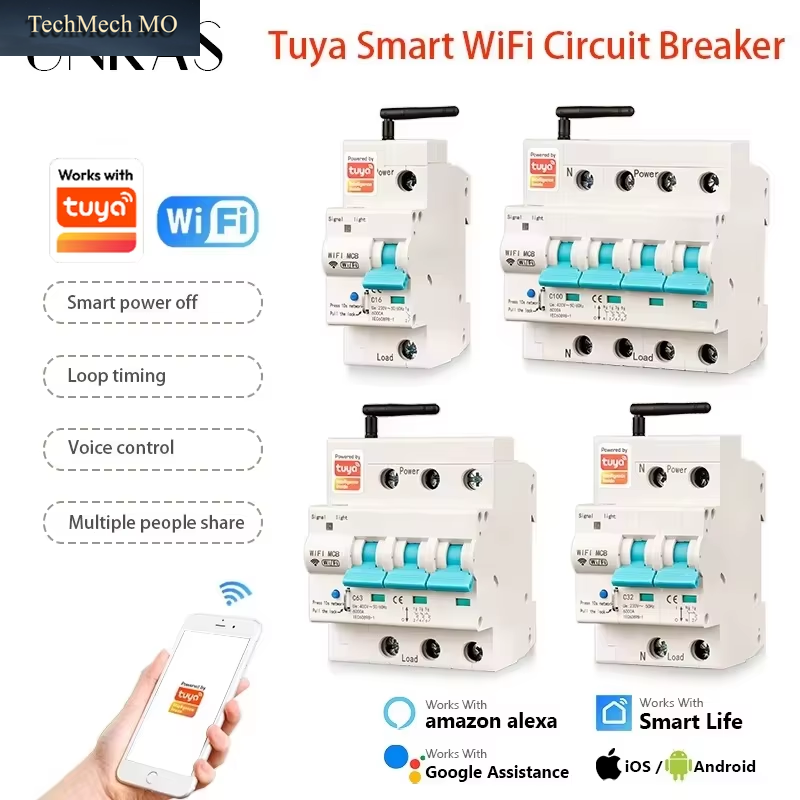 UNKAS 1P 2P 3P 4P Kompatibel Mit Tuya Wlan-Leistungsschalter Interruptor Smart Life Timer Sprachfernbedienung Intelligenter Schalter