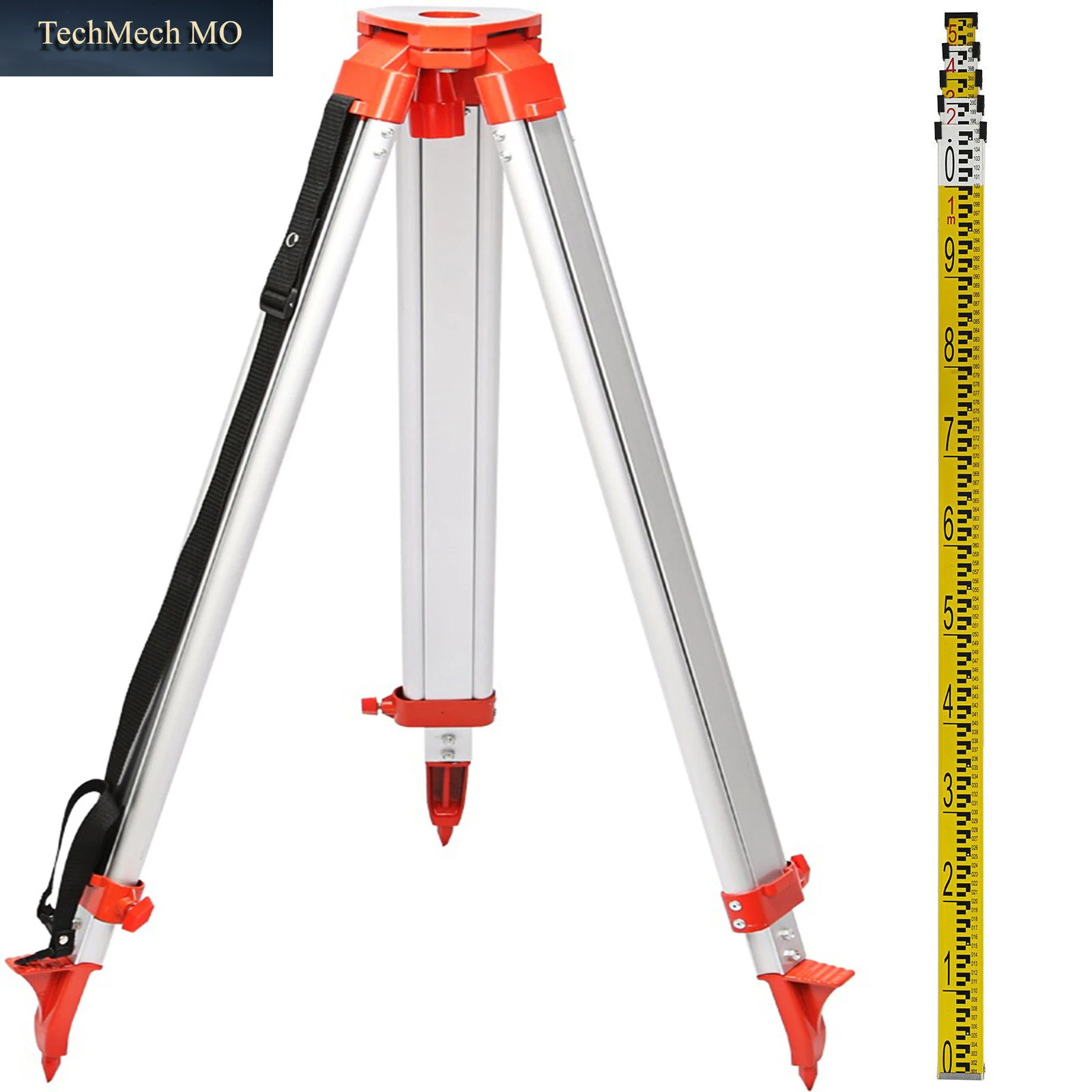 VEVOR 1,65 M Laser-Nivellierstativ Und Stab-Set, Höhenverstellbar, Professionelles Aluminium-Stativ, 5 M Stab Für Messwerkzeuge