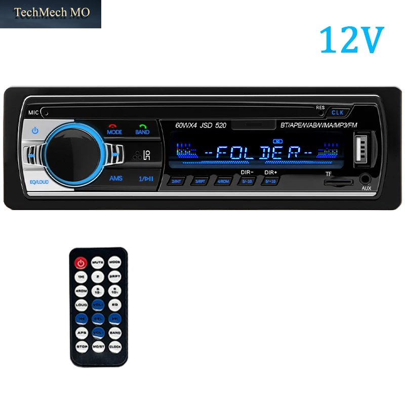 HIPPCRON Autoradio 1 DIN Stereo-Player Digitaler Bluetooth Mp3-Player 60Wx4 Fm-Radio Stereo-Audio Musik USB/TF Mit Aux-Anschluss Im Armaturenbrett