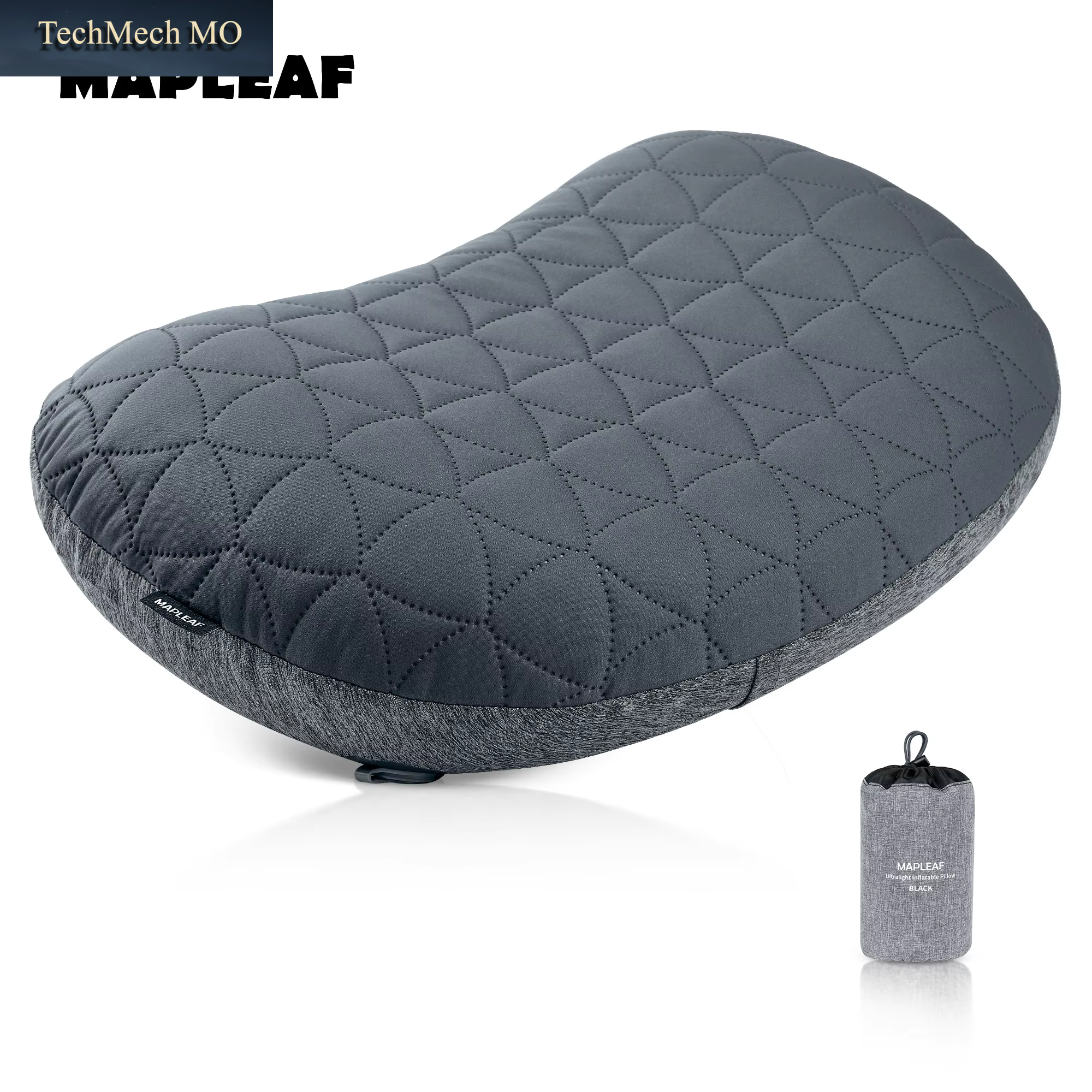 MAPLEAF Aufblasbares Camping-Kissen Ultraleicht 145G Ergonomisch Nackenstütze Abnehmbare Waschbare Hülle TPU Auslaufsicher Grau 45X30Cm Gepackt 15X6Cm Kompakt Tragbar Reise Backpacking Verstellbar Atmungsaktiv Lautlos
