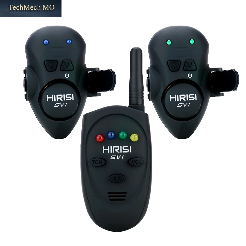 Hirisi Angelköder-Alarm-Set Mit Tragbarem Gehäuse, Leuchtende Angelbissanzeige, Karpfen SV1 Angelzubehör