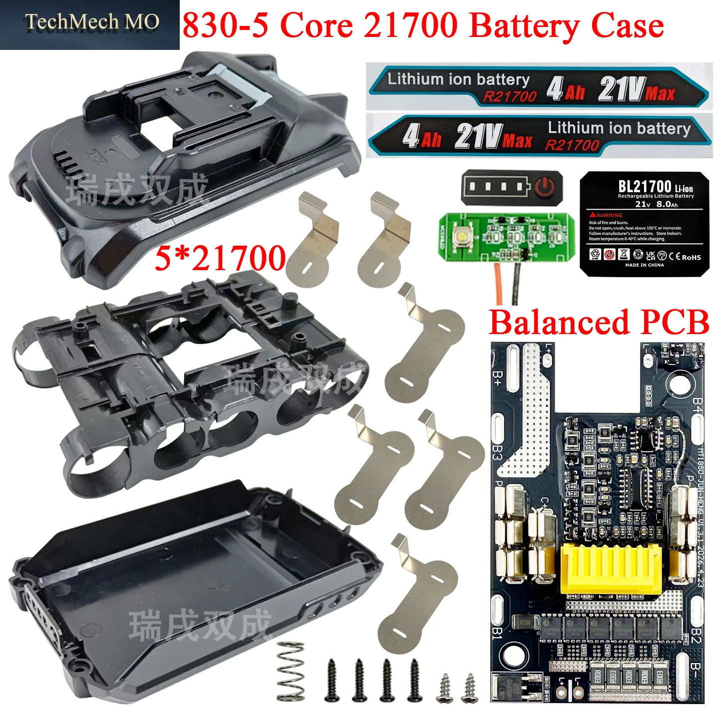 BL1830 5*21700 Lithium-Batteriegehäuse Schale Gehäuse Box Ladeplatine BMS Balanced PCB Für Makita 18V Li-Ion Akku