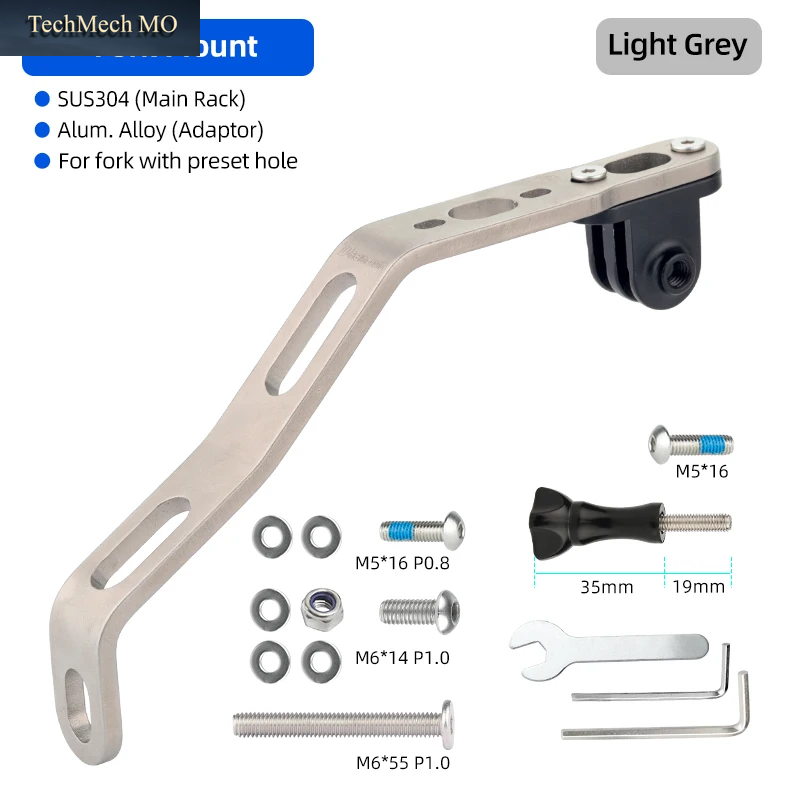 Deemount Faltbarer Fahrrad-Unter-Gabel-Halter Aus Edelstahl, Fahrrad-Scheinwerferhalter, 3-Gabel-Adapter Für Action-Kamera