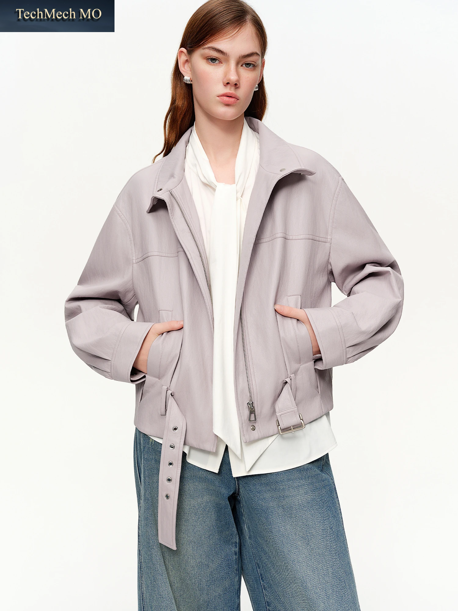 DUSHU Koreanischer Stil Entspannte Motorrad-Lederjacke 2026 Frühling Neue Lässige Kurze Jacke Für Damen Süß Cool Retro Einfarbig