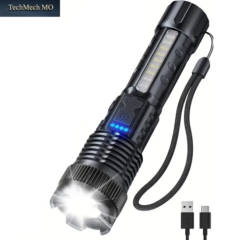 Hochleistungs-Led-Taschenlampen, Sehr Starke Taktische Taschenlampe, 6 Modi, Wiederaufladbar, Für Camping, Angeln, Notfall-Zoom-Laterne