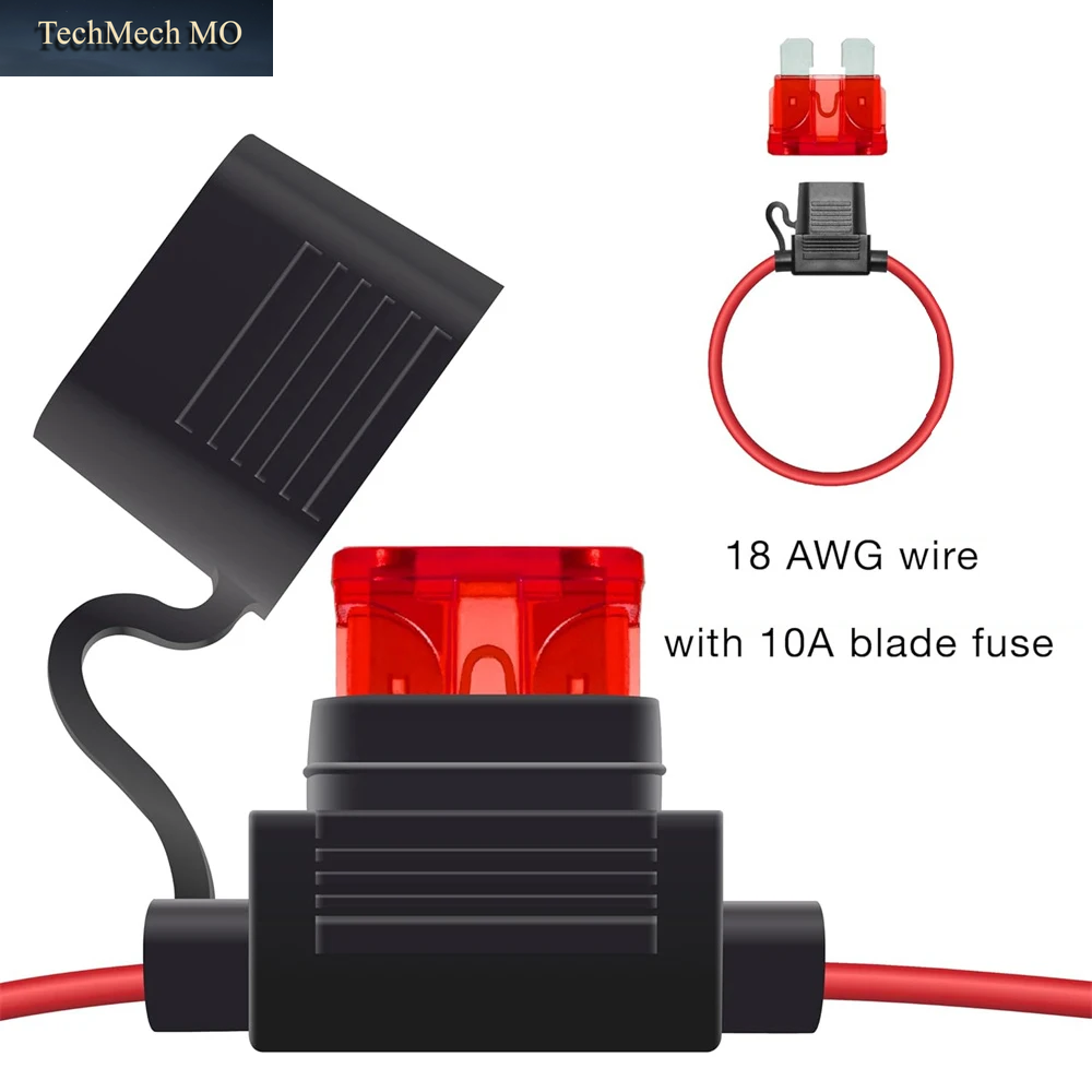 2-10 Stück Inline-Sicherungshalter 12V, 10/12/14/16/18 AWG Inline-Sicherungen, Wasserdichter Sicherungshalter Mit 10A-40A ATC/ATO Standard-Flachsicherungen