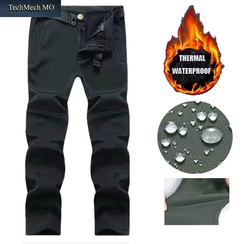 Men'S Winter Autumn Fleece Sharkskin Waterproof Tactical Military Camping Hiking Jackets Climbing Hunting Coats Combat Pants