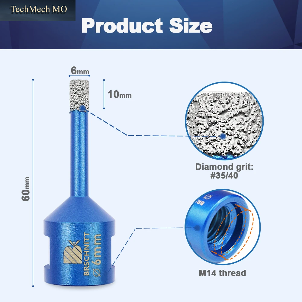 BRSCHNITT Fliesenbohrer Bohrkrone Diamant Fliesen Bohrer 5 Stück Porzellanschneider Fliesen Kronen Bohrer Für Granit Marmor Stein Lochsäge Bohrer Kernbit