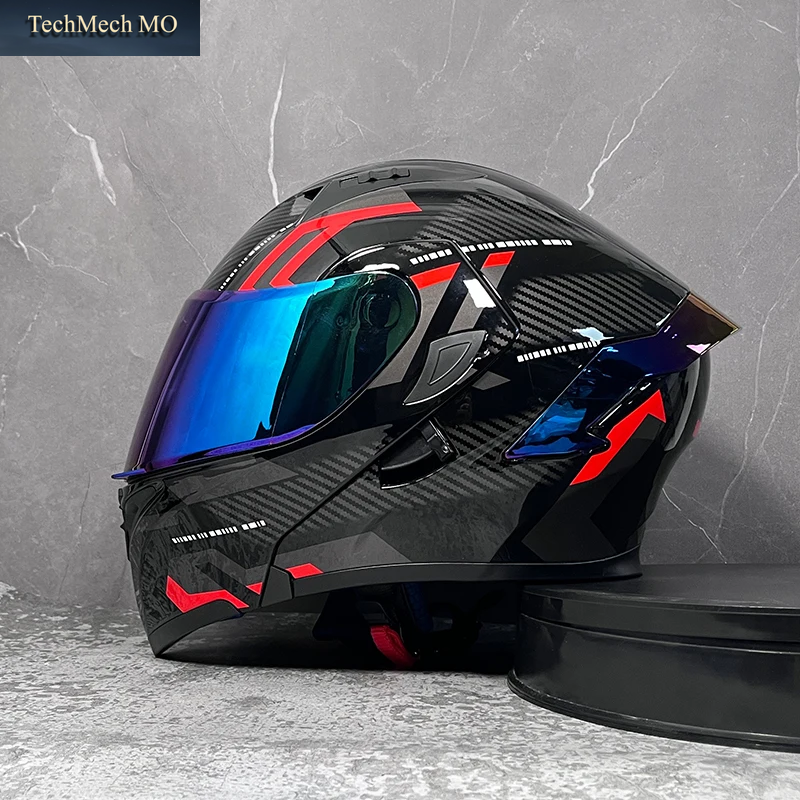Moto Rcycle Helm Full Face Racing Moto Rbike Helm Mit Doppel Sonnenblende Frauen Mann Flip up Moto Helme DOT Capacete De Moto