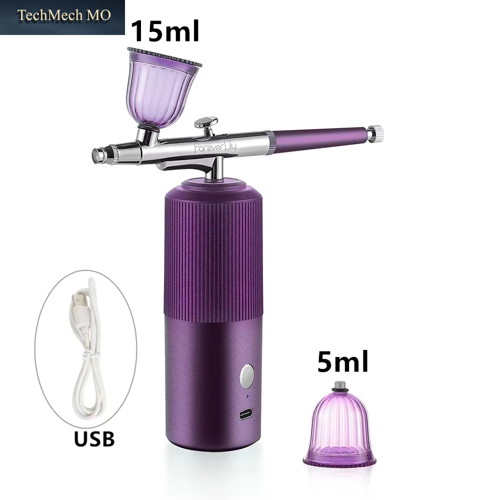 Top 0,3 Mm Rosa Mini-Luftkompressor-Set, Air-Brush-Farbspritzpistole, Airbrush Für Nail Art Tattoo Craft Cake, Nano-Nebelsprüher