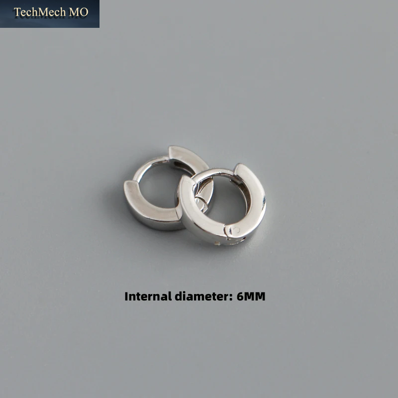 WANTME Creolen Aus 925Er-Sterlingsilber, Minimalistisch, Punk-Rock, Kreis, Für Damen Und Herren, Goth-Piercing, Ohrschnalle, Charm, Edler Schmuck