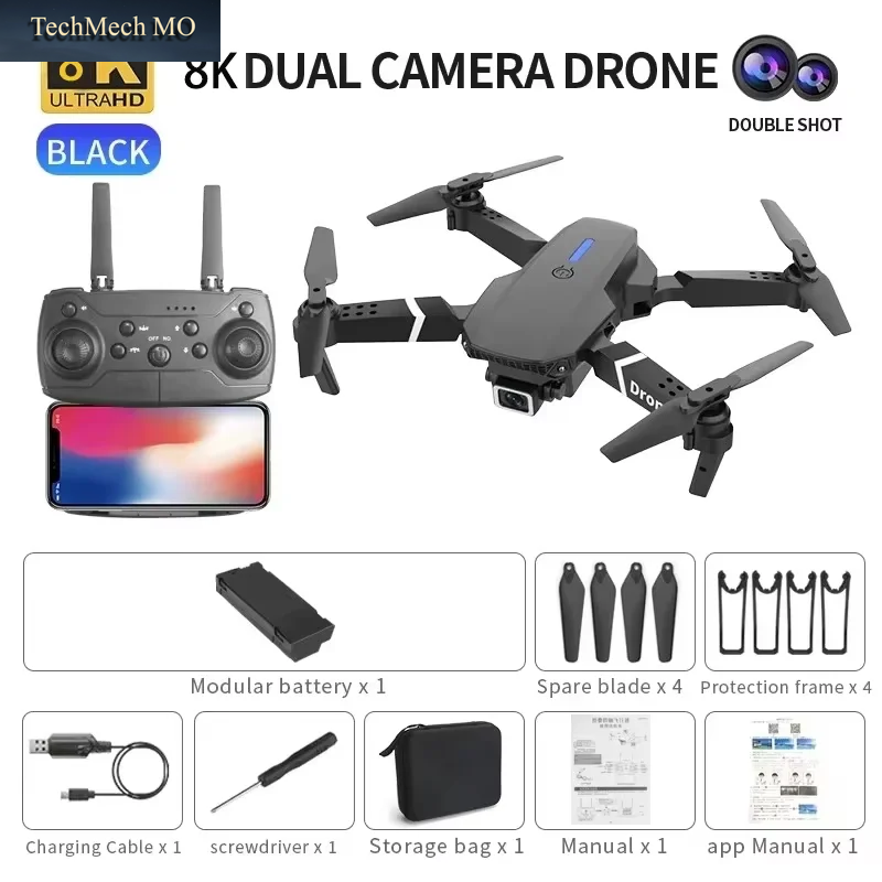 Neues Upgrade 8K HD Dual-Kamera GPS Hindernisvermeidung 2026 E88 plus Mini Faltbare Drohnen Bürstenloser Motor RC Quadcopter Spielzeug Geschenke