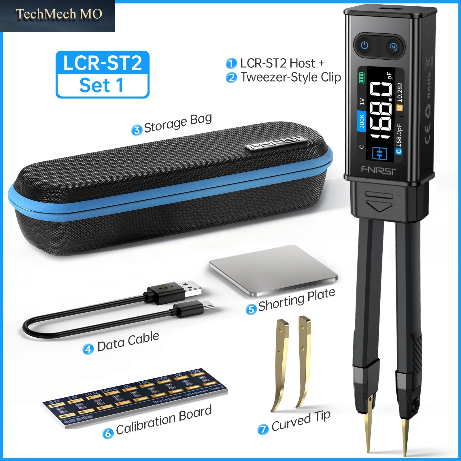 FNIRSI LCR-ST2 2-In-1 Digital Pinzette Brücke LCR ESR Meter SMD Test Kelvin Clip Elektronische Komponente Multifunktionale Tester Werkzeug