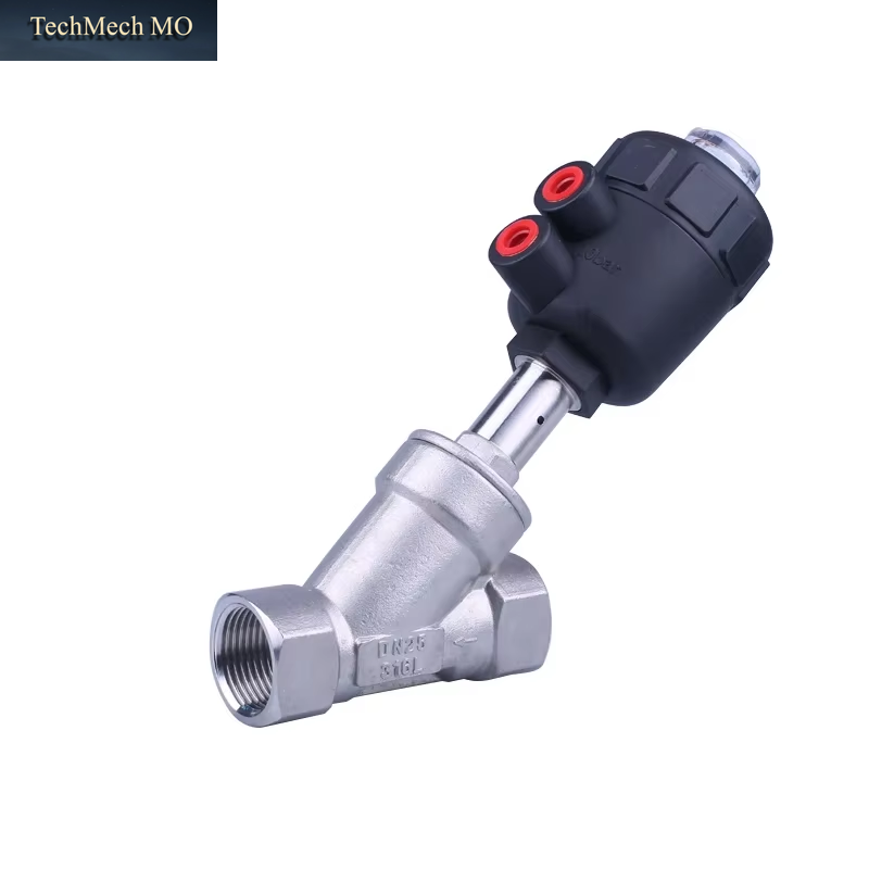 DN Series High Temperature and Corrosion Resistant Steam Pneumatic Valve Y Type Internal Thread Angle Seat Valve.