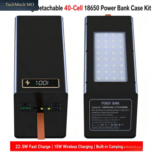 40*18650 DIY Powerbank-Gehäuse Batteriebox Standard/Pd Camping-Licht-Version Powerbank-Schale Batterien