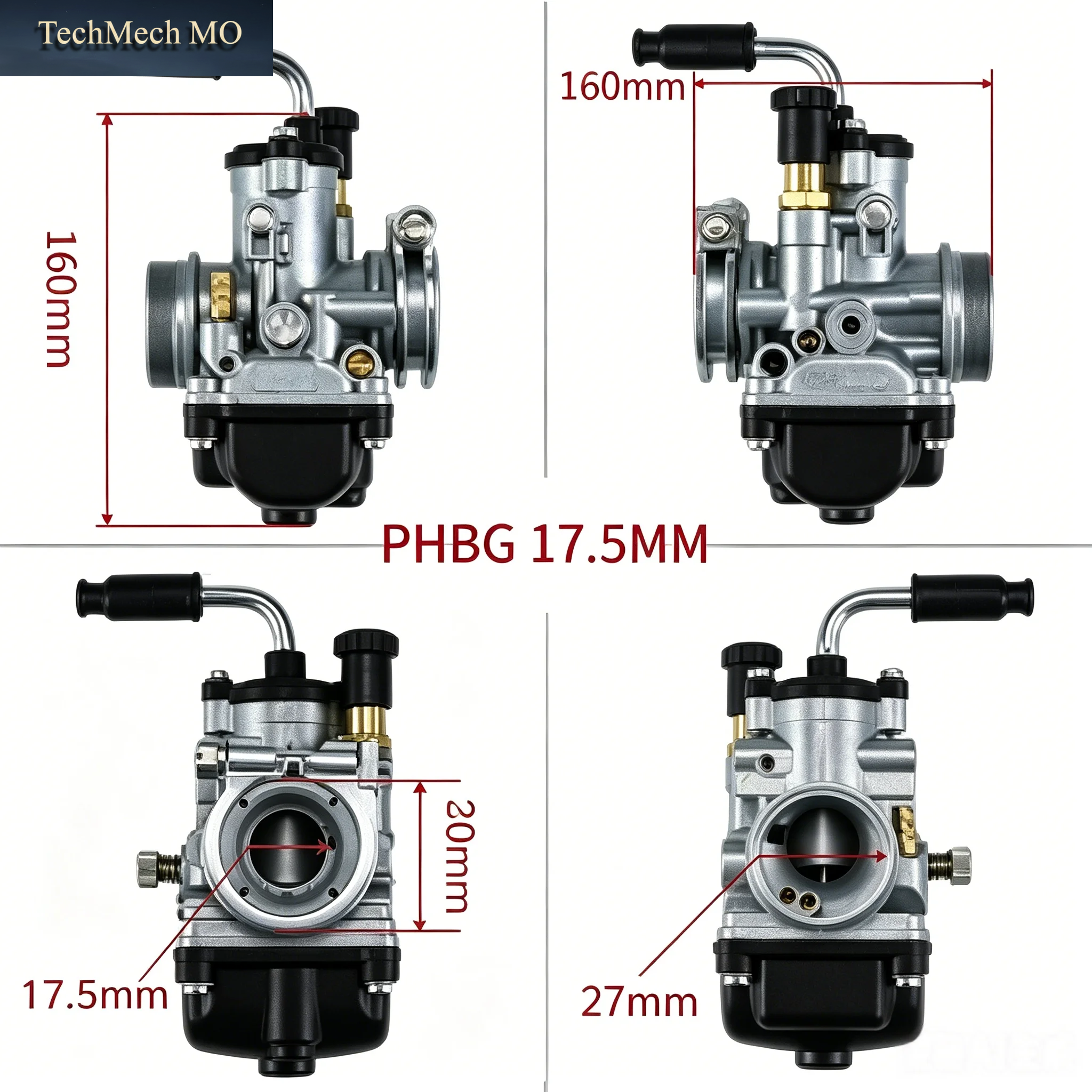 PHBG Für Dellorto 17,5Mm 19,5Mm 21Mm AS/AD 2-4 Takt Roller Moped 50CC 70CC 90CC Motor Motorrad Racing Vergaser Carb