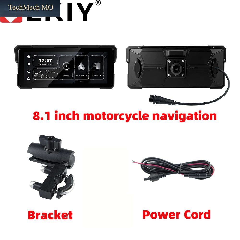 EKIY 8,1-Zoll Gps-Motorradnavigation Mit Wireless Carplay, Moto Android Auto, Mirror Link, Tragbarem Digitalem Dashboard-Display
