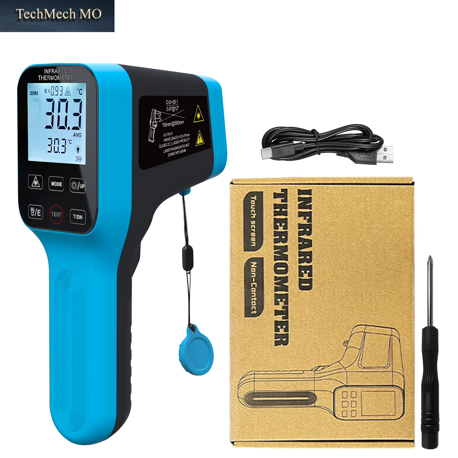 HOLDPEAK Pyrometer -58 ℉ ~2912 ℉ Hochtemperatur-Ir-Thermometerpistole D:S=30:1 Dual Laser Industrial Mit Touch-Tasten, Wiederaufladbar, HP-1600