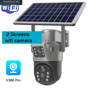 DIFANG Wlan-Solarkamera Mit Drei Bildschirmen Für Außenbereich, 4G-Sim-Karte, Solar-Cctv Mit Drei Linsen, Akku-Solar-Sicherheitskamera