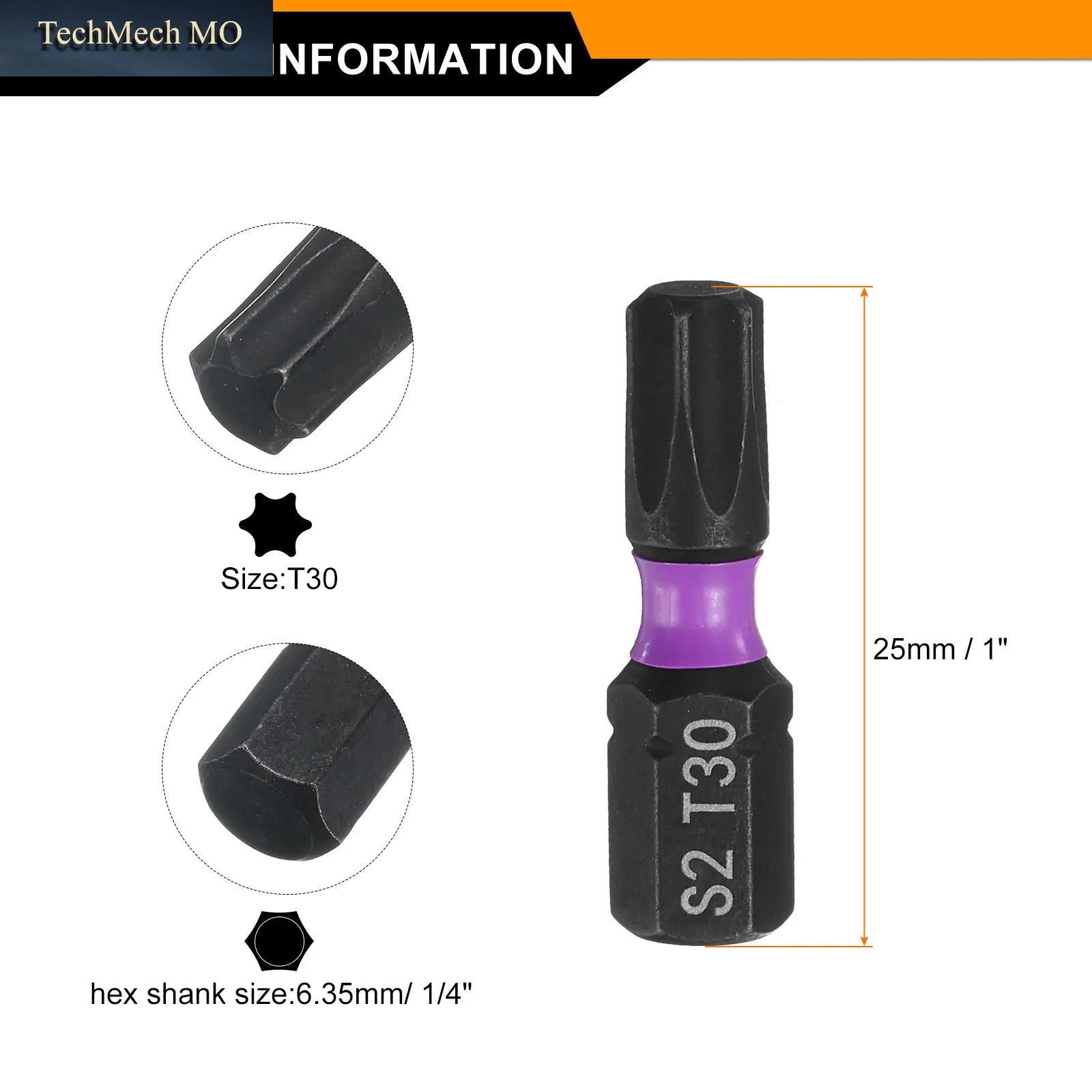 2/4/8 Stück Torx-Schraubendreher-Bits T7 T8 T9 T10 T15 T20 T25 T27 T30 T40 1/4 Zoll Sechskantschaft 25Mm/1 Zoll Magnetische Stern-6-Punkt-Kopf-Sechskant-Bits