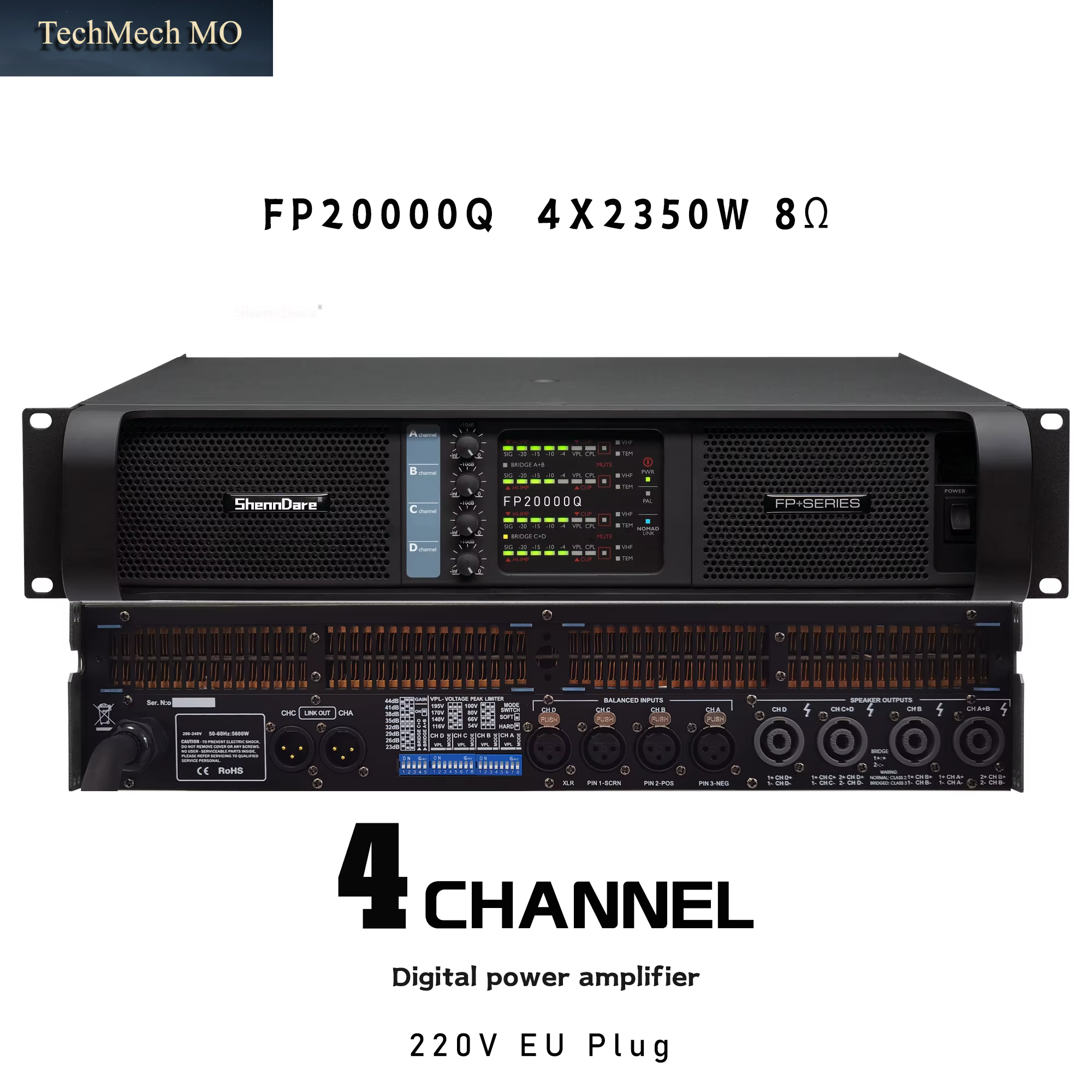 FP20000Q 4X2350W Bei 8Ohm Professioneller Leistungsverstärker 4 Kanäle Audio Disco DJ Subwoofer Vorverstärker Klasse TD 4X7000W Bei 2Ohm Line-Array-Lautsprecherverstärker Für Bühnenauftritte