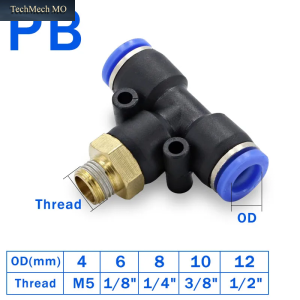 20/50 Stück PB T-Förmiger Pneumatik-Schnellverbinder Für 6-12Mm Schlauch Mit 1/8 1/4 3/8 1/2 Gewinde Luftkompressor-Verbindungskupplung