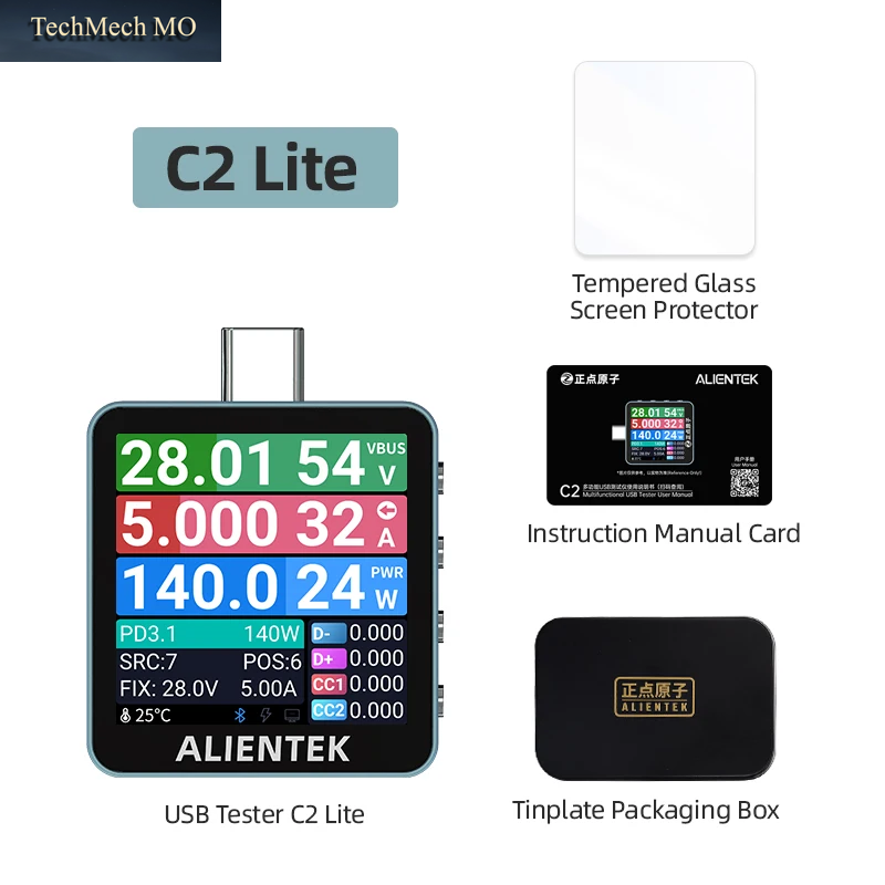 ALIENTEK USB Tester C2 Digitales Voltmeter Ladedetektor PD3.2 Batterietester Schnellladungserkennung Trigger