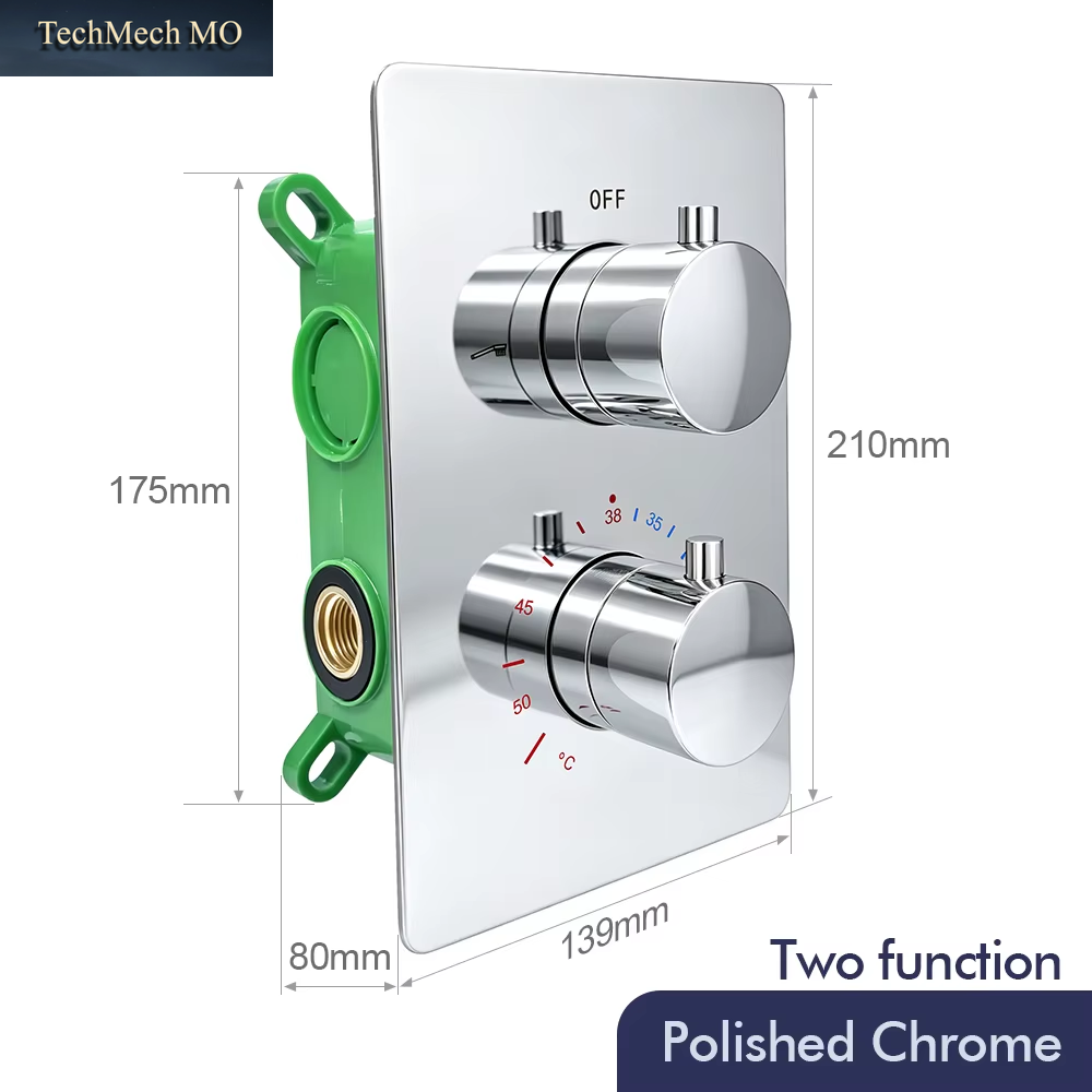 2/3 Ways Thermostatic Shower Control Switch Mix Water Valve 1/2 IPS Female Connections Concealed Diverter round Knob Adjust