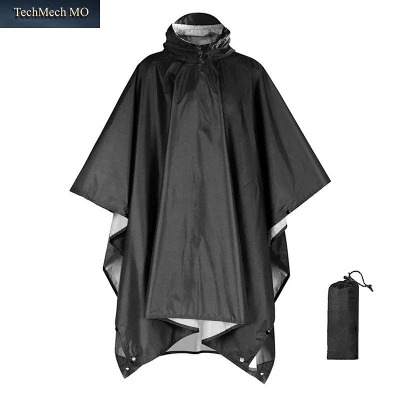 Outdoor 3-In-1-Militär-Regenmantel Mit Kapuze, Wasserdichter Regenponcho, Motorrad-Regenbezug, Camping, Wandern, Reisen, Regenbekleidung, Zelt