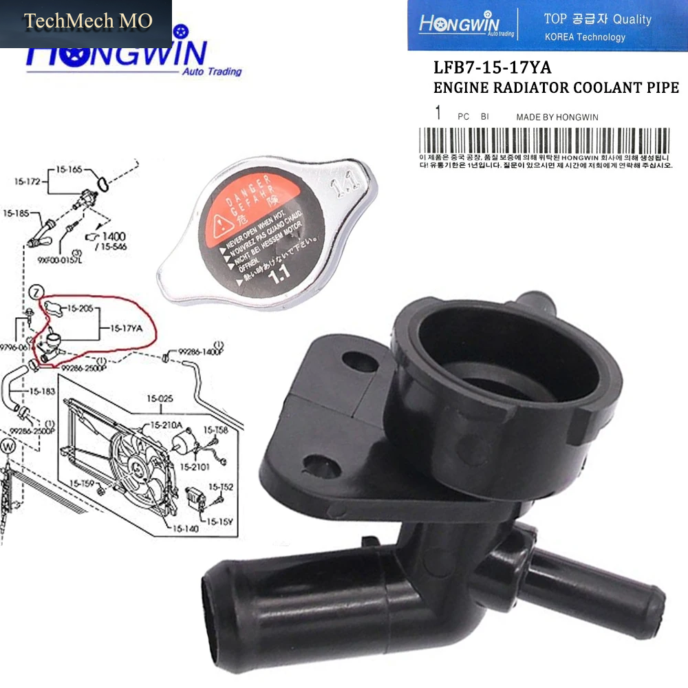 LFB7-15-17Y Neuer Kühlereinfüllstutzen Mit Kappe Für Mazda 5 6 2.3L L4 2006–2010 LFB7-15-17YA LFB71517YA LFB71517Y LFB7 15 17YA 15–17Y