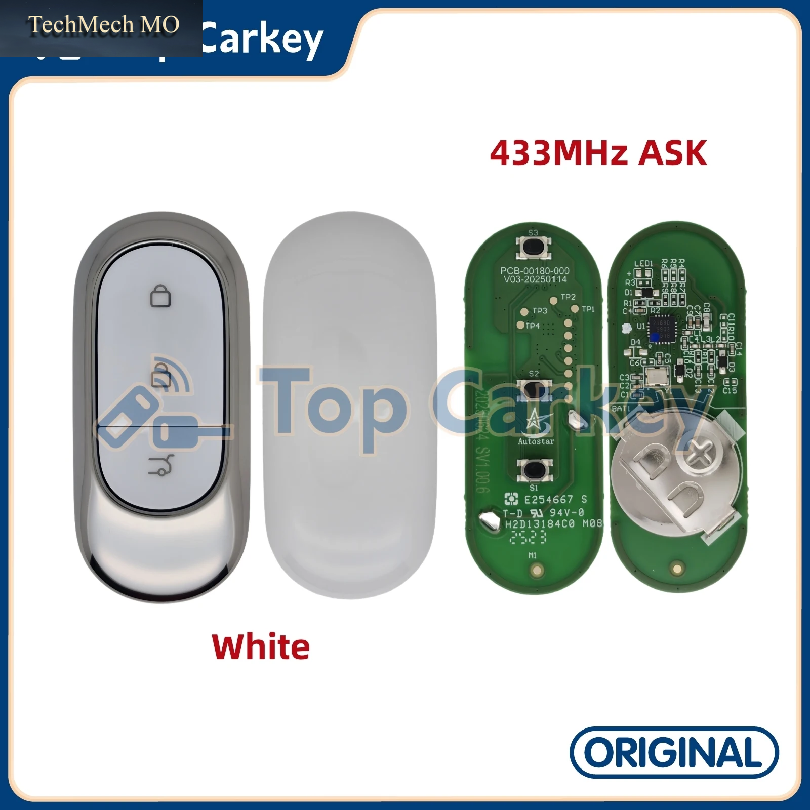 Topcarkey Original Fernbedienungsschlüssel 433Mhz ASK Für Leapmotor T03 S01 C01 C10 C11 B10 Mit Schlüsselblatt