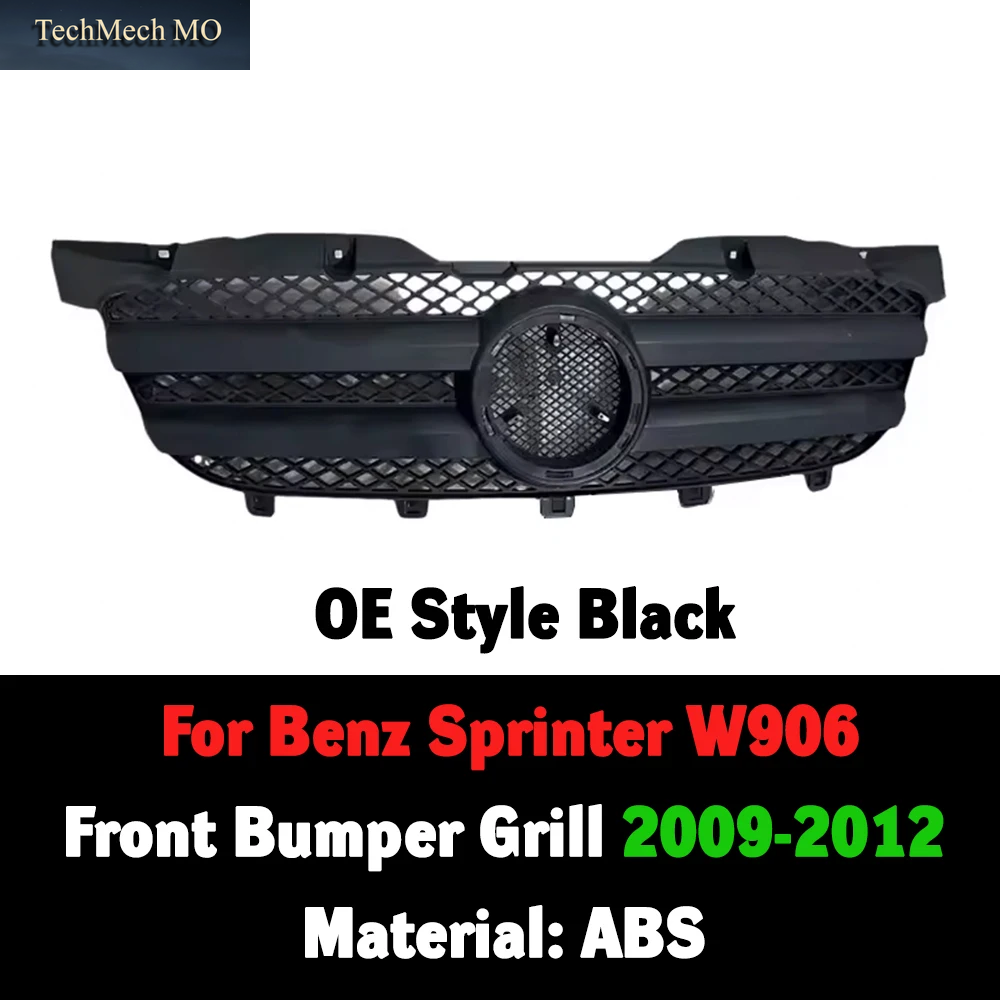 Für Mercedes-Benz Sprinter W906 Front Grill Glanz Schwarz ABS 2009-2017 Aftermarket Ersatz Kühlergrill Auto Zubehör